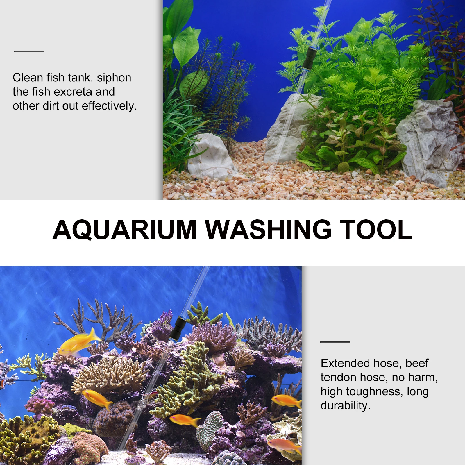

Fish Tank Feces Cleaner with Adjustable Flow for Aquarium Drainage Siphon Gravel Washer Extended Hose High Toughness Durability