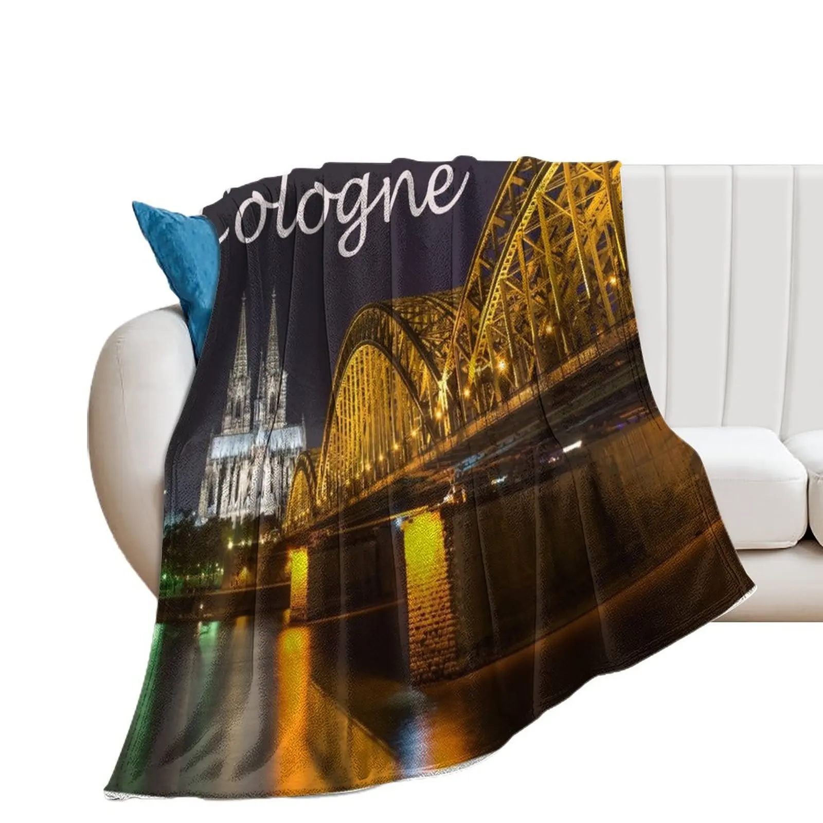 Cologne Cathedral at Night - Stunning Photograph Throw Blanket Furry Plaid Fashion Sofas Blankets