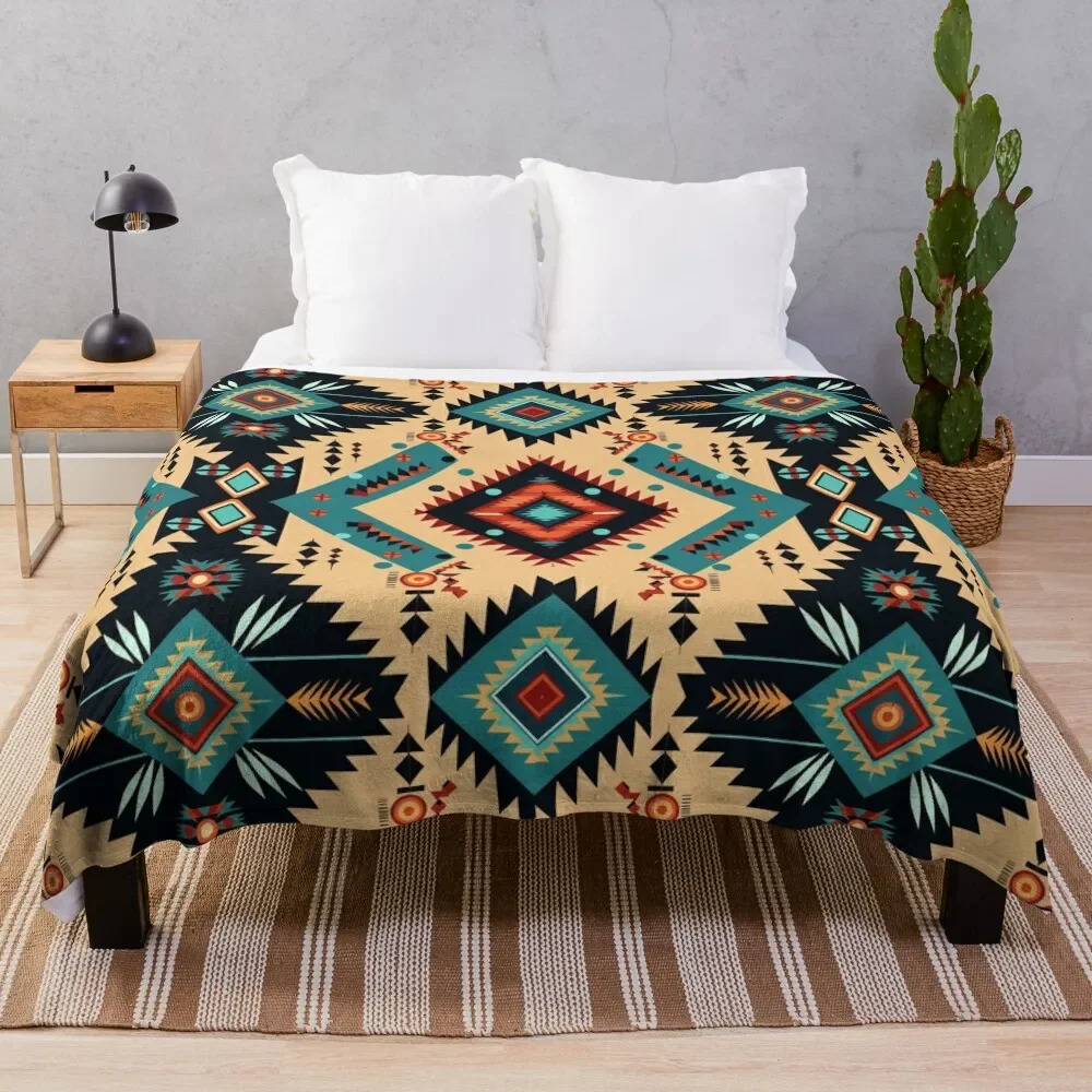 

Indigenous Cherokee Nation Pattern Throw Blanket Cozy Sofa Blanket for TV Watching Napping