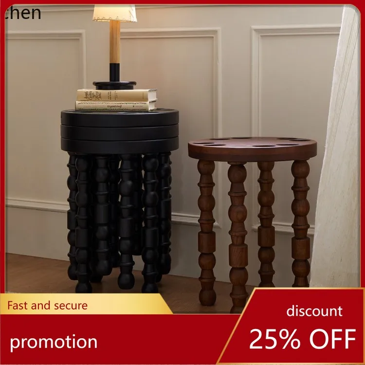 CZ Stackable Solid Wood Small Stool Bamboo Joint Round Stool Household Wooden Board Solid Wood Stackable Stool