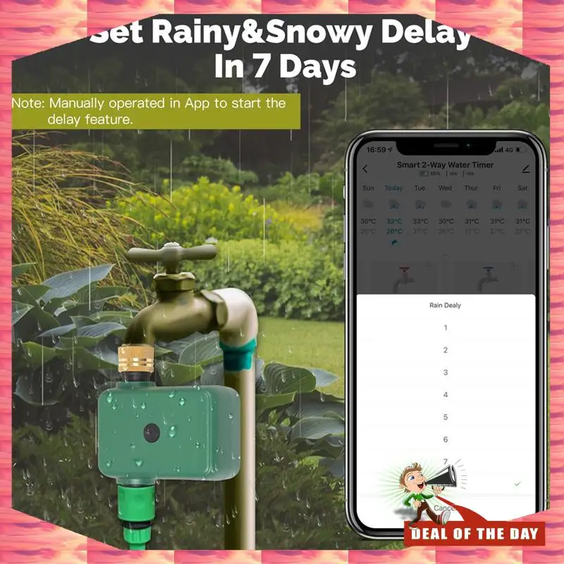 Consegna in 24 ore Tuya Smart Bluetooth Valvola timer acqua a 1 uscita Sprinkler Ritardo pioggia Rondella filtro controller programmabile automatico