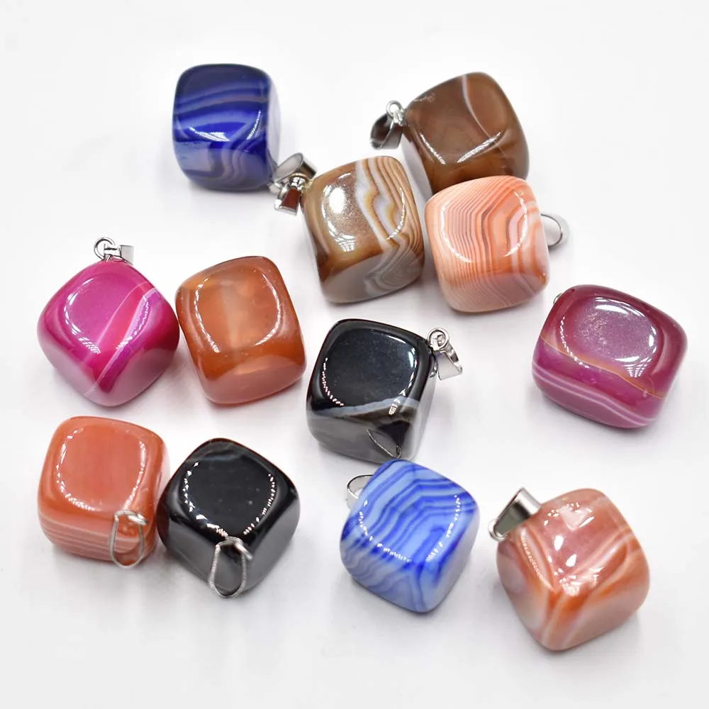 Fashion high quality natural stone mixed Striped agates charms pendants for jewelry making Wholesale 20pcs/lots free shipping