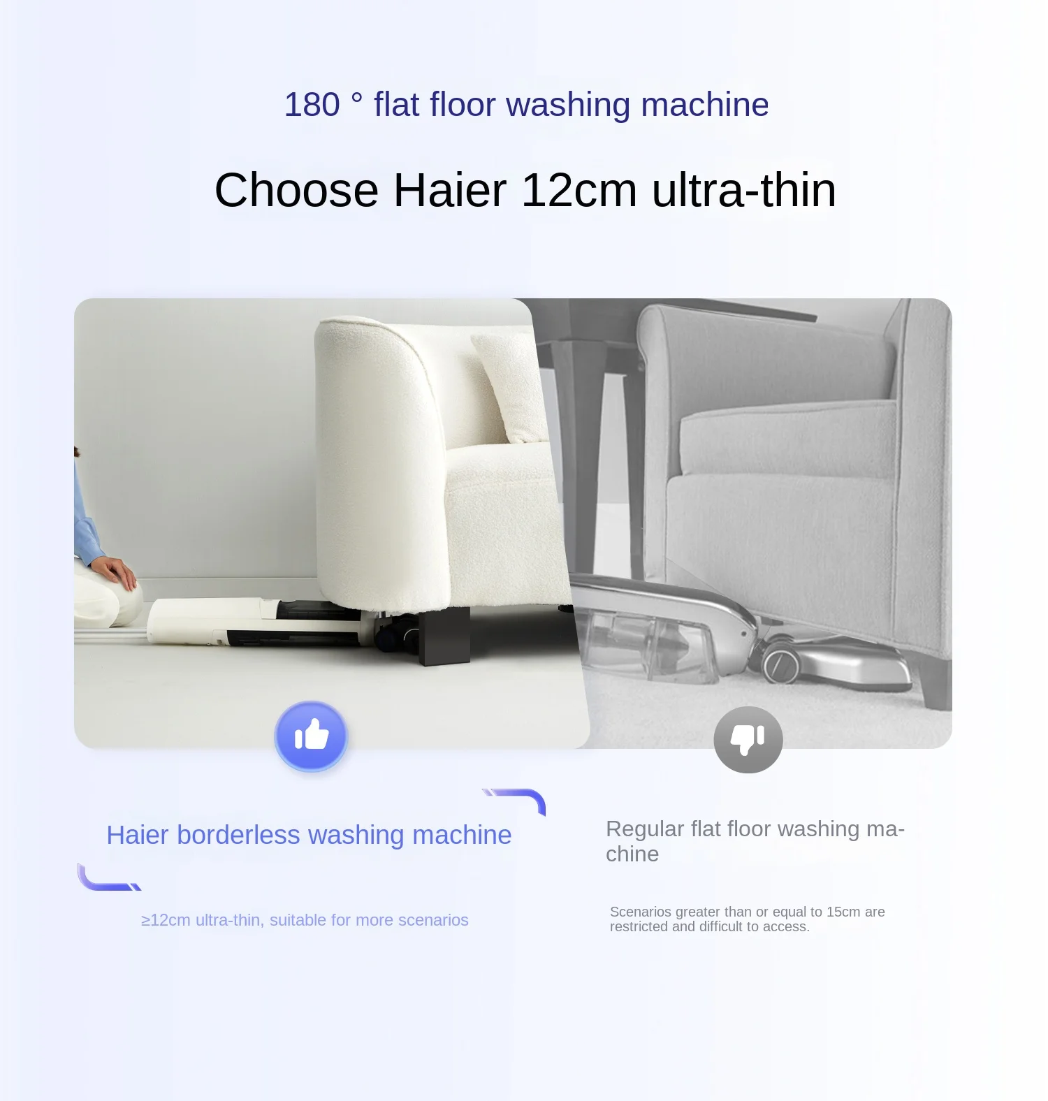 Haier G700 mesin cuci lantai tanpa batas, datar dengan tepi, menghilangkan bakteri, hisap, pel dan cuci satu alat rumah tangga