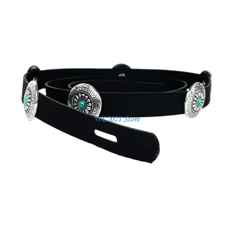 

G5GC Waist Belt Hot Girl Y2K Engraved Treasure Buckle Body Chain for Dress Stage Club