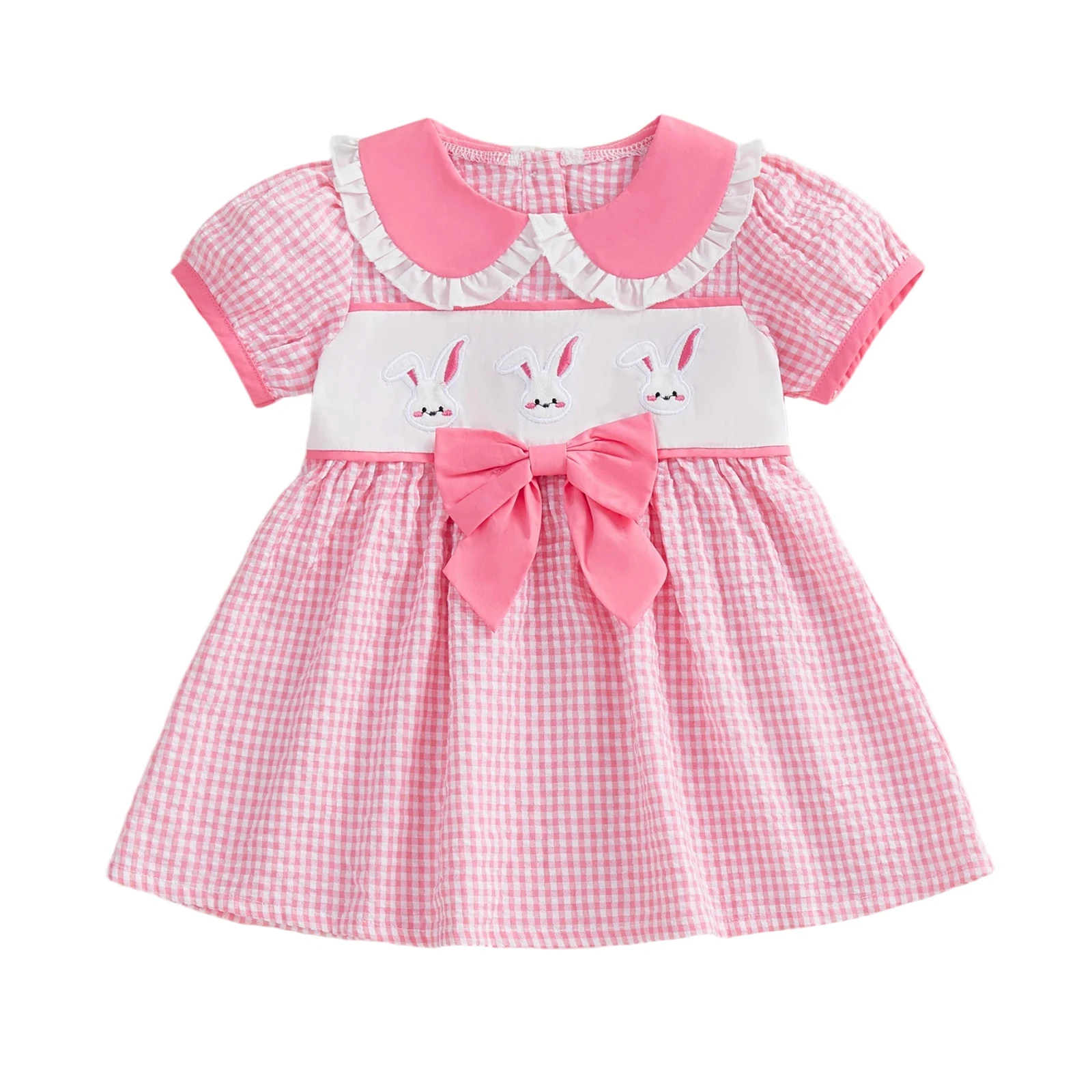 فستان رائع للفتيات الصغيرات بطبعات زهور وأكمام مكشكشة وتفاصيل فيونكة - فستان حفلات صيفي أنيق للأميرات الصغيرة