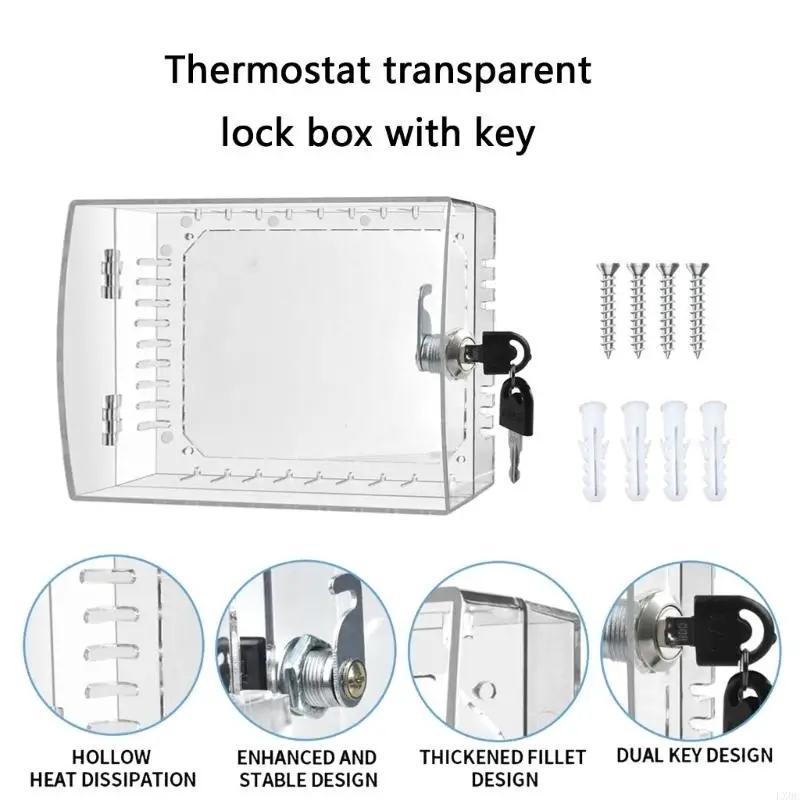 LX0C Universal Thermostat Lock Box with Key Wall Mounted Clear Thermostat Cover with lock Thermostat Guard Protective Cover