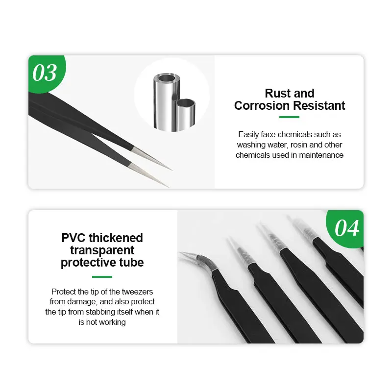 RELIFE ESD-11/15  antistatic straight/curved tweezers Non-magnetic Special tweezers for flying wire for digital maintenance