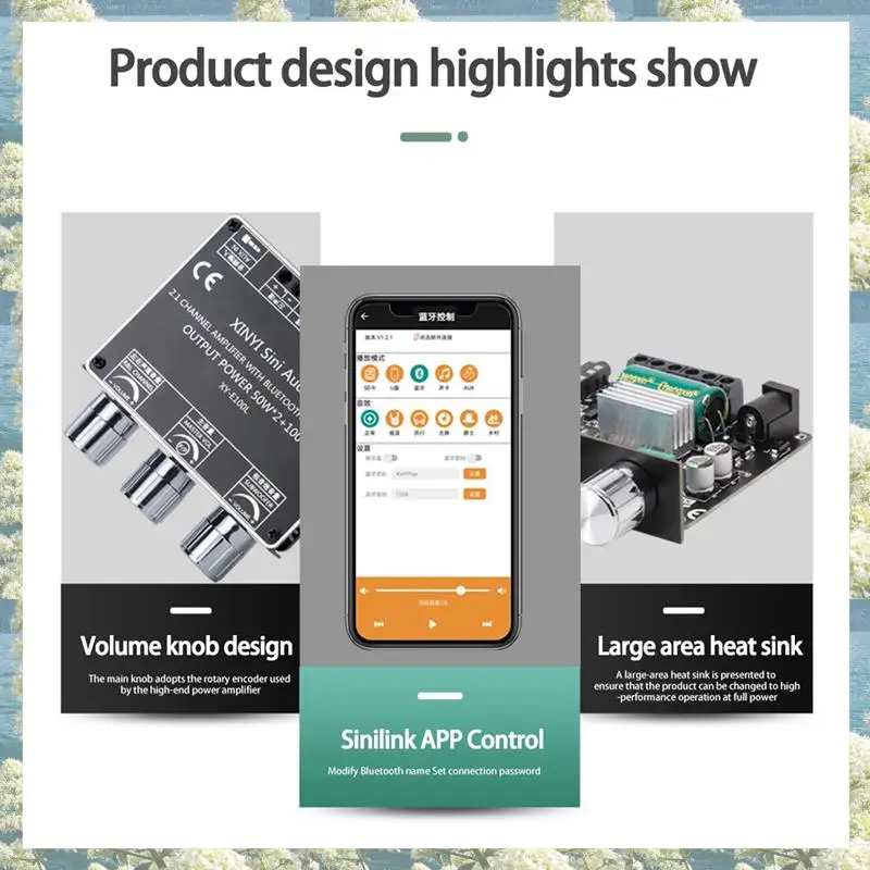 New-2X XY-E100L 2.1 Channel For Bluetooth Audio Amplifier Module 50Wx2+100W High Low Tone Subwoofer Amplifier Board Speaker