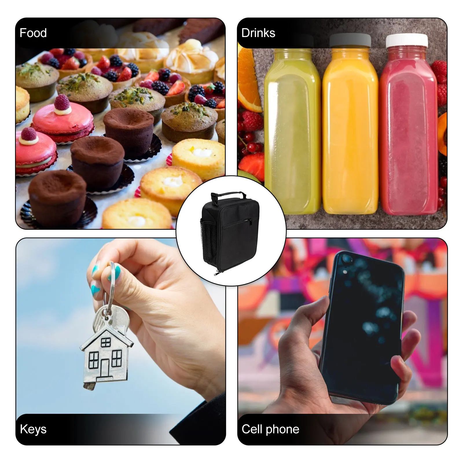 

Black Compact Portable Heat Preservation Insulation Lunch Bag Outdoor Thermal Food Storage Picnic Bag Food Storage Container