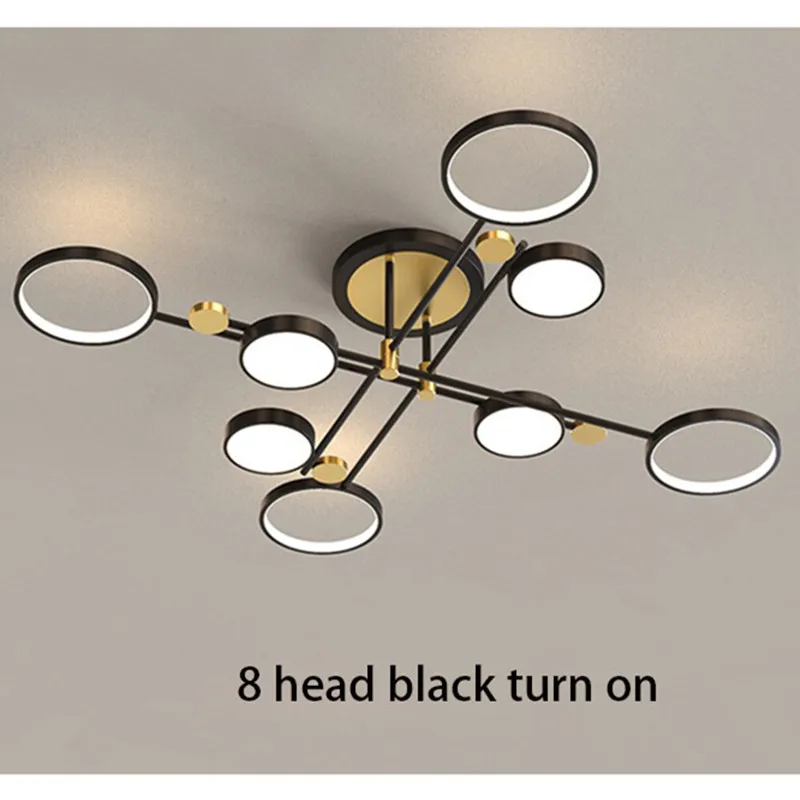 

Dimmable Black Ceiling Chandelier 4/6/8 Head Light Remote Control Chandelier Lamp for Living room Bedrom Hotel Kitchen