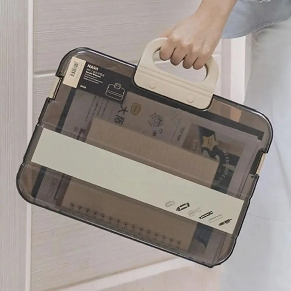 

Compact Portable Documents Case Plastic with Handle Handheld File Bag Large Capacity Waterproof A4 File Folder Student Use