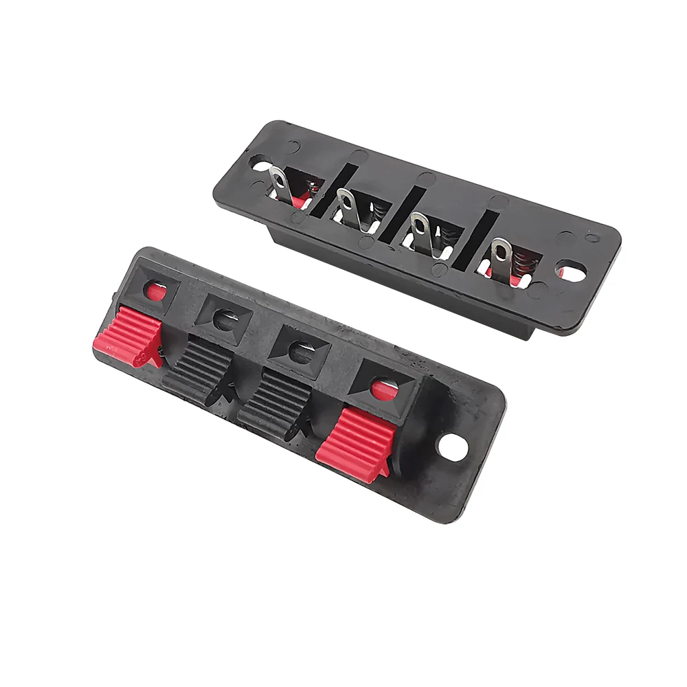 WP4 4 Positions Audio Connector Spring Terminal 4 Way Push in Audio Speaker Cable Wiring Test Clip Socket Red Black