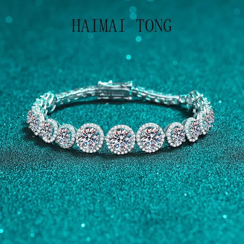 

HAIMAITONG moissanit Diamond Bracelet Women's crowdsourced luxury bracelet pt950 Platinum hand jewelry gift