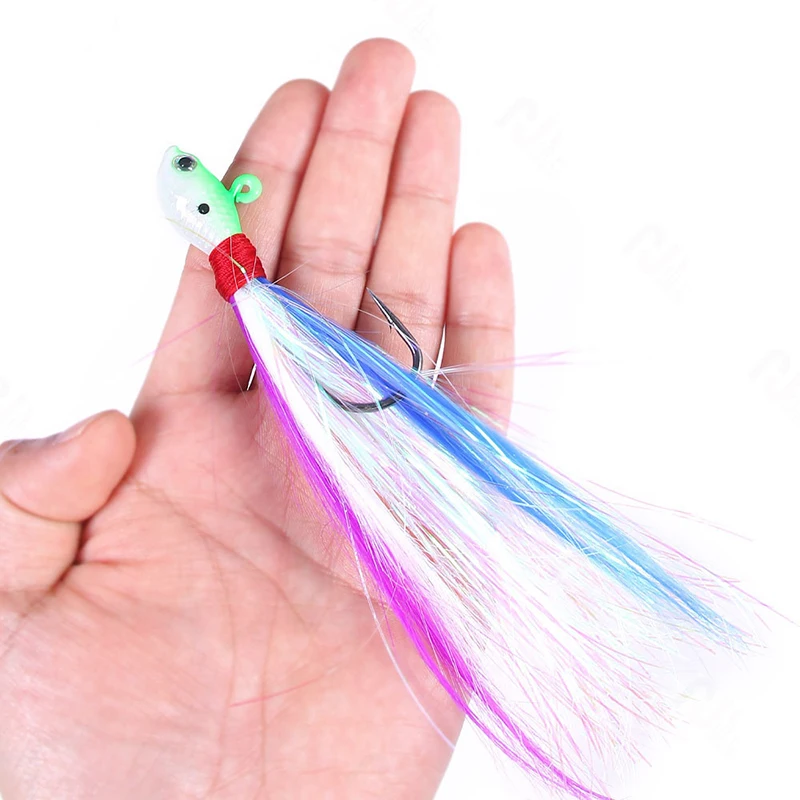 1 Stück Bass-Angelköder Buck Tail Jig-Haken Köder 7g 10g 14g 21g 28g Hirschhaar-Federhaken Bart-Jigging-Köder zum Angeln – Detail 3