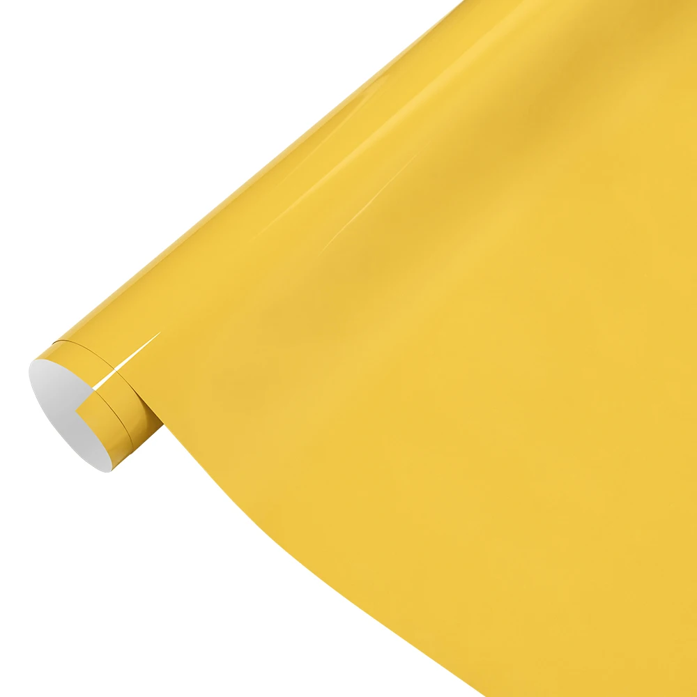 PET Signalgelbe glänzende Auto-Vinylfolie, blasenfrei, selbstklebende PVC-Farbwechselfolie, Zubehör zur Fahrzeugkarosseriedekoration – Detail 9