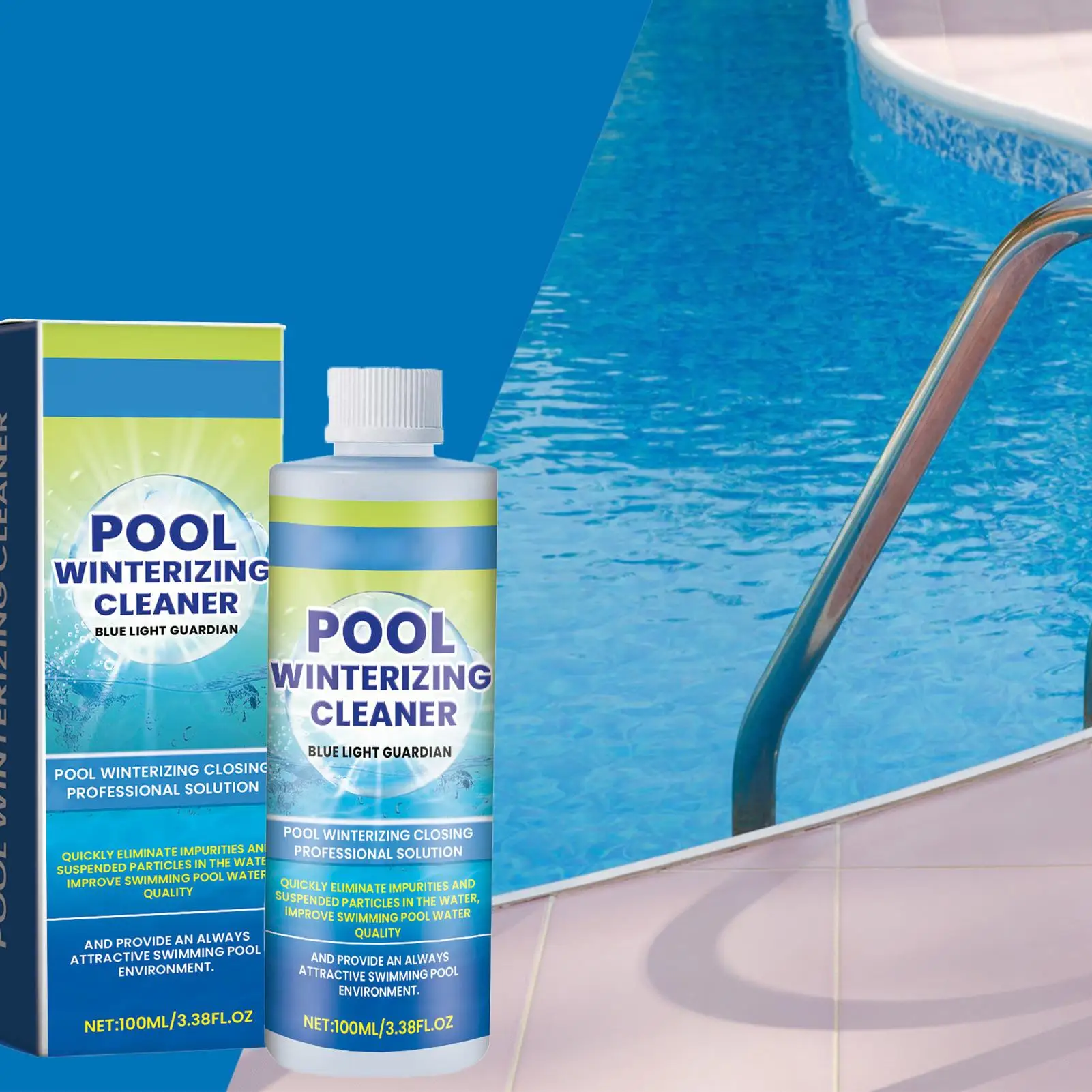 100ml pool water clarifier fast-acting flocculant swimming pool cleaner odor-eliminating Algae Prevention Safe for Kids Pets