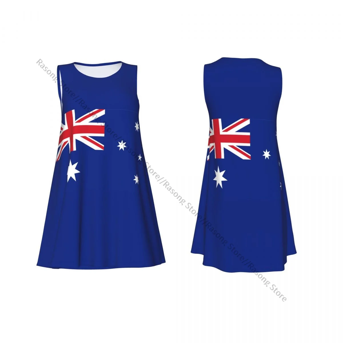 Women's Dress Summer Casual T Shirt Dresses Beach Cover up Australian Flag Tank Dress