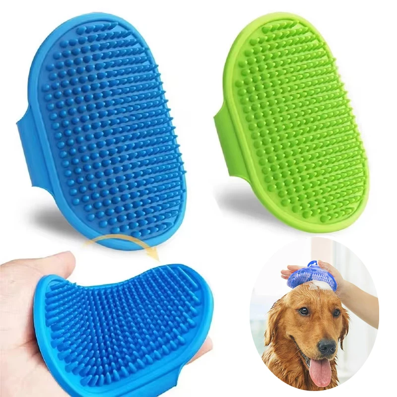 

Soft Rubber Dog Cat Brush Pet Bath Silicone Comb Massage Comb Hair Remover Pet Supplies Dog Grooming Wash Cleaning Equipment