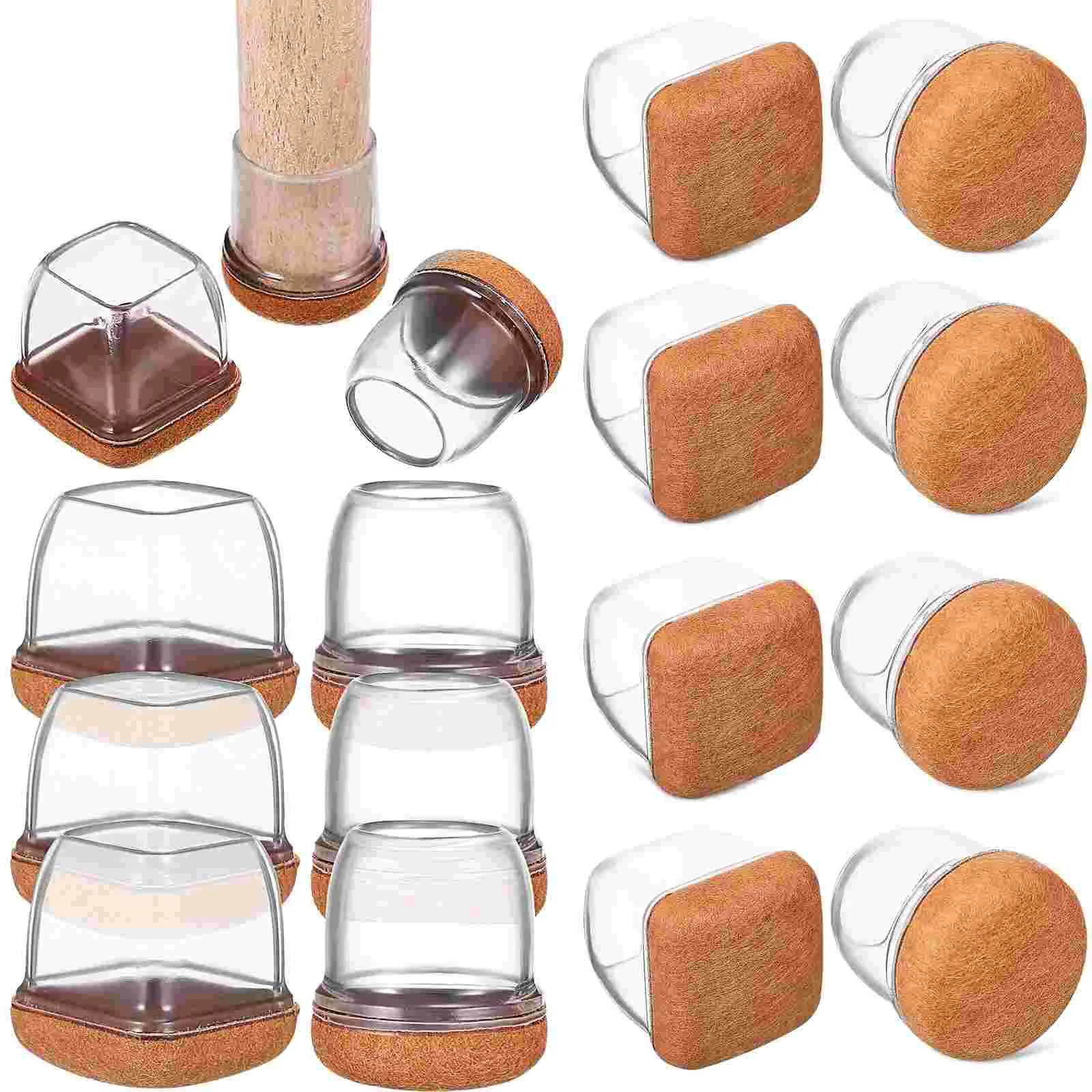 

16Pcs Chair Leg Floor Protectors Square Round Chair Sliders Furniture Pads for Hardwood Floors