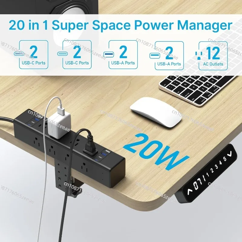 Desk Outlet Station 20W USB C Port. 12 Outlet Desktop Clamp Power Strip Surge Protector 4800J with Switch