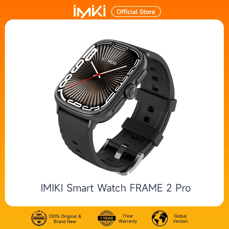 

2025 IMIKI Frame 2 Pro GPS smartwatch 2.01-inch AMOLED Display 5ATM Water Resistance Long-lasting Battery Smart Connectivity