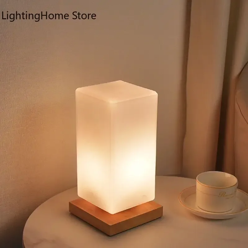 Nordic Decor Vase LED Table Lamp Bedroom Creative Simple Romantic USB LED Warm Night Light Glass Bedside Lamp Japanese Style