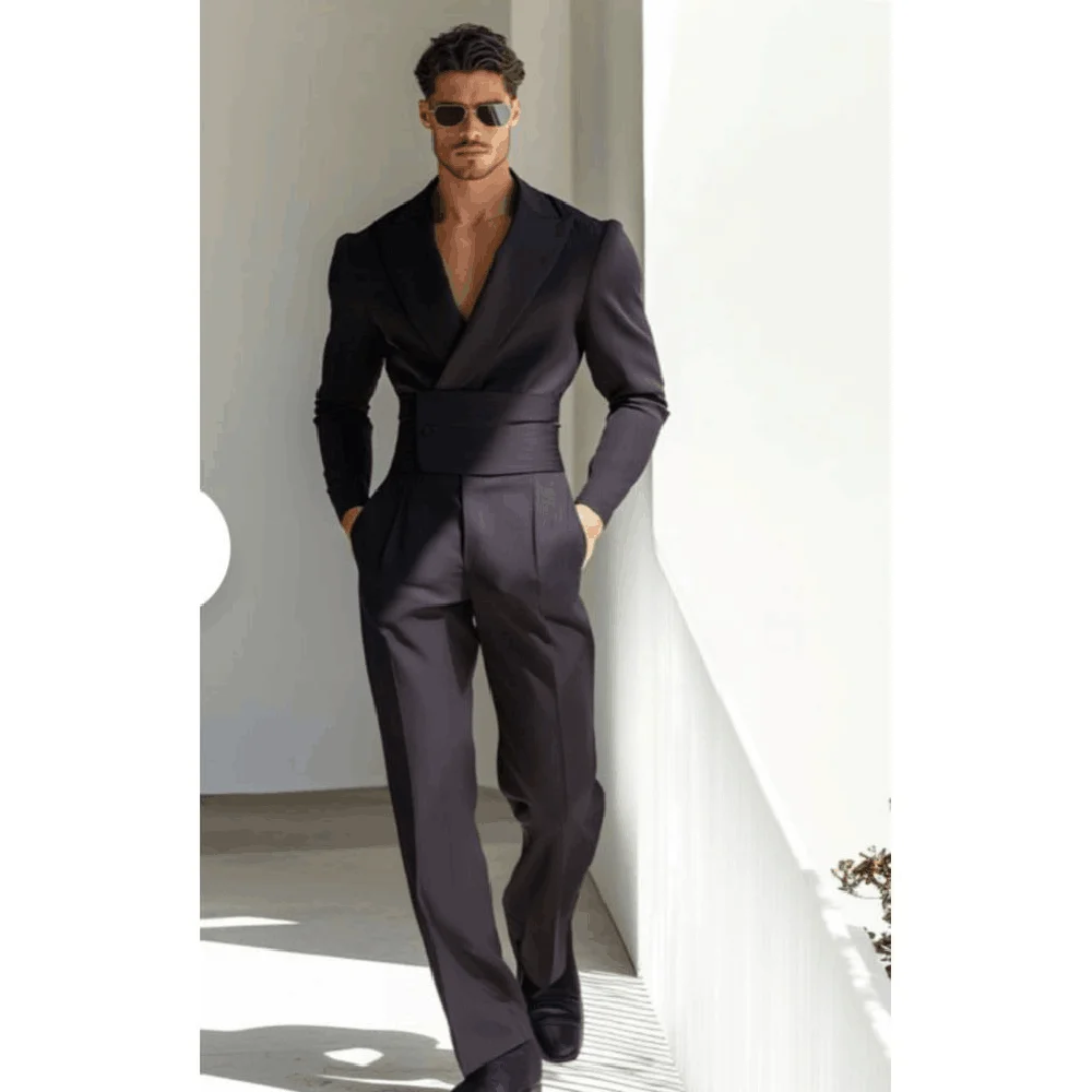 

Sexy Men Suits Special Occasion Peak Lapel Skim High Quality Strong 2 Pieces Jacket Pants Banquet Business Luxuery Male Clothing