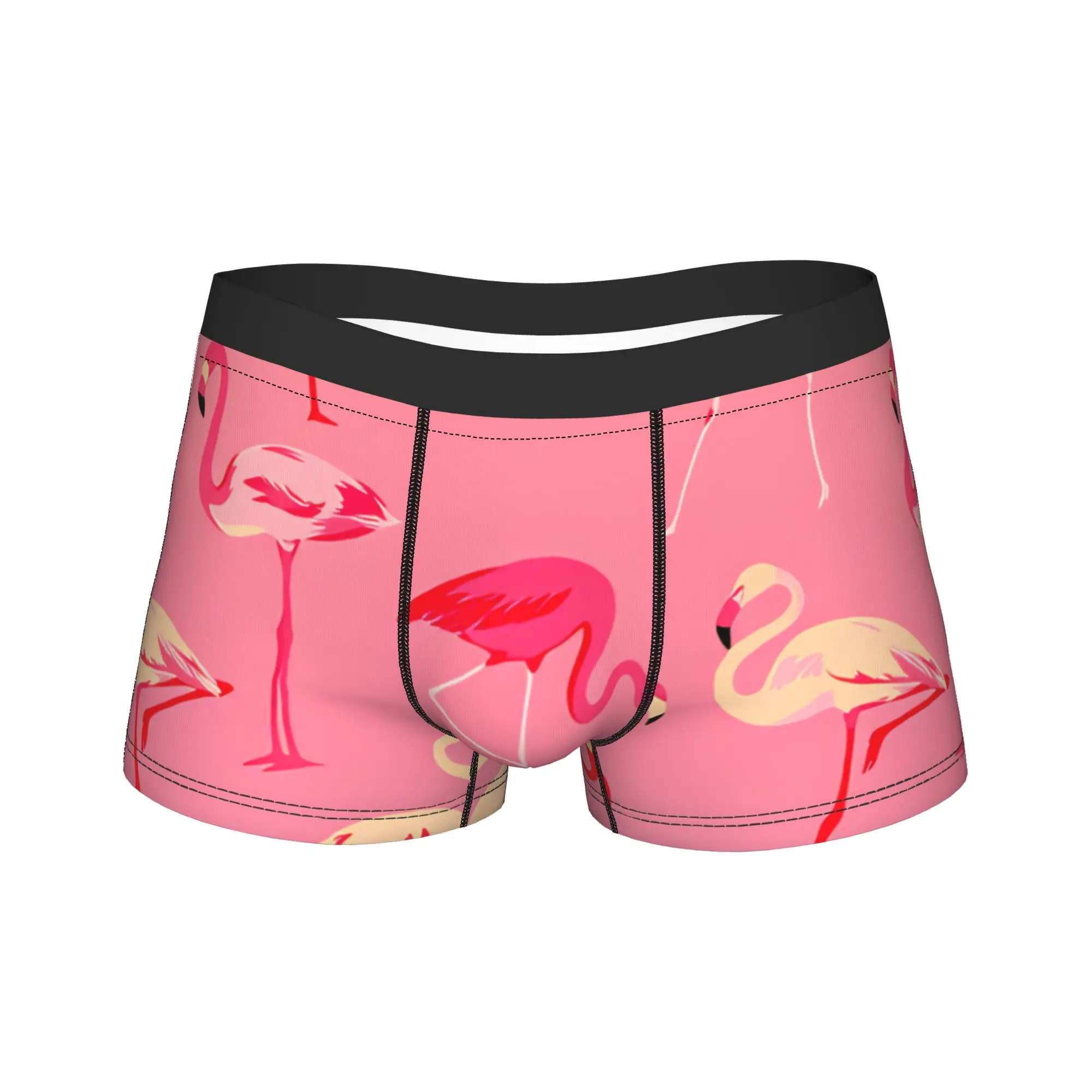 Ropa interior masculina con estampado de labios de corazón y flamencos, calzoncillos sexys y suaves, bóxer de alta calidad, talla grande