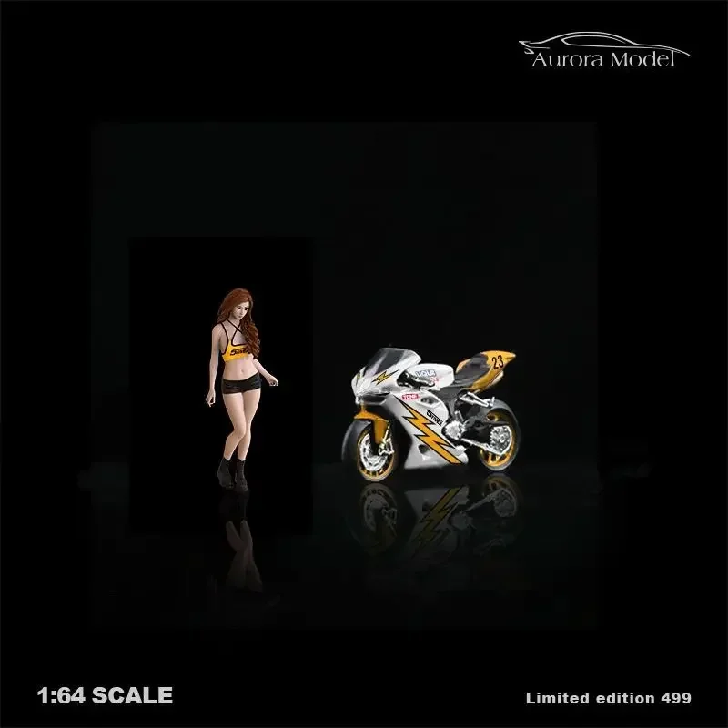 AM Huiyi 1:64 Lighting Lightning Motorcycle Resin Doll Set Model Scene Aurora