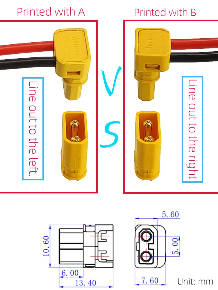 XT30 L-Shaped Lithium-Ion Battery Connector with Cable – Power Connector for Drone/Robotic Arm Power Systems, 90° Cable Exit