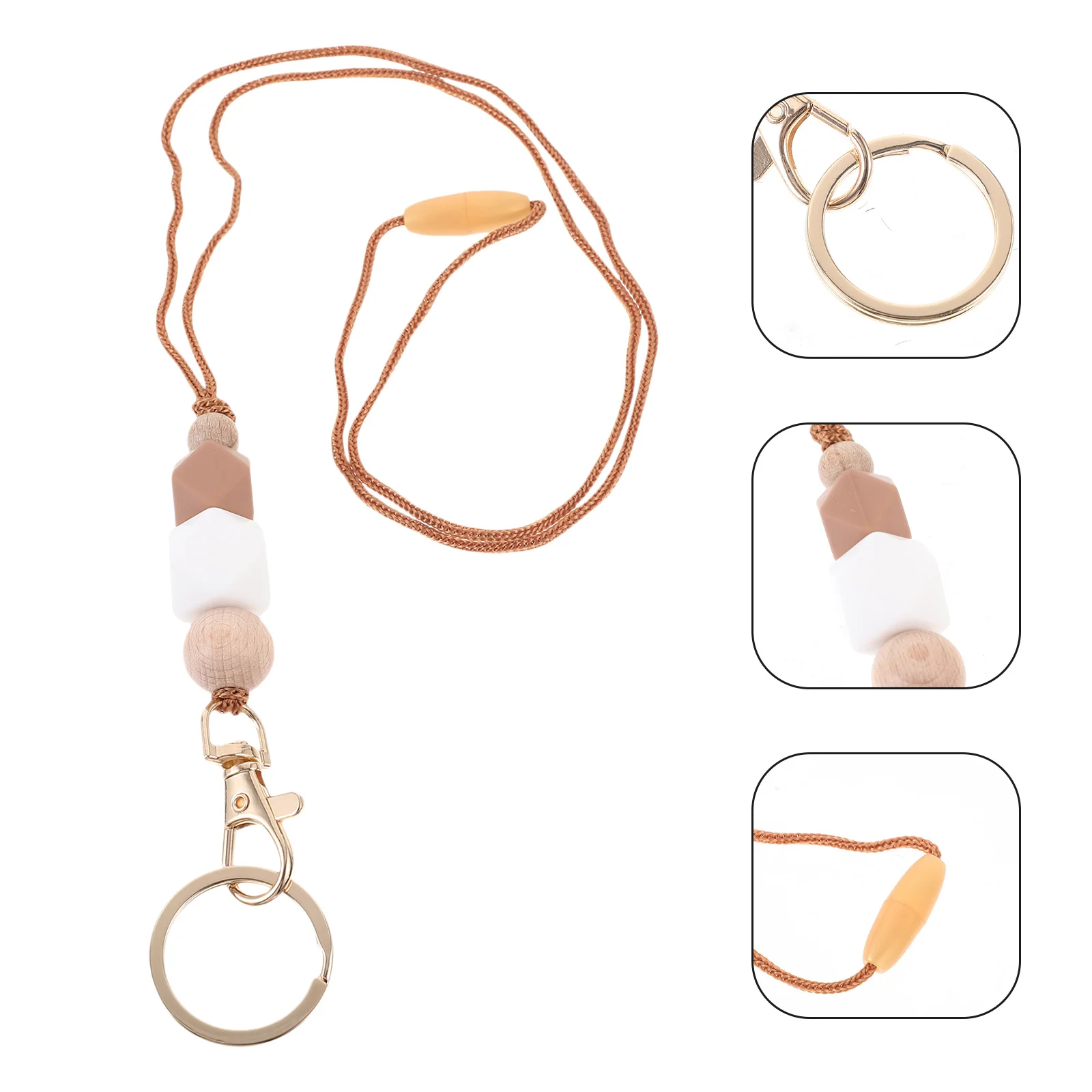 

Silicone Beads Lanyard Pretty Necklace Lanyard Multi-Function Key Chain with Elastic and Smooth Surface Key Chain