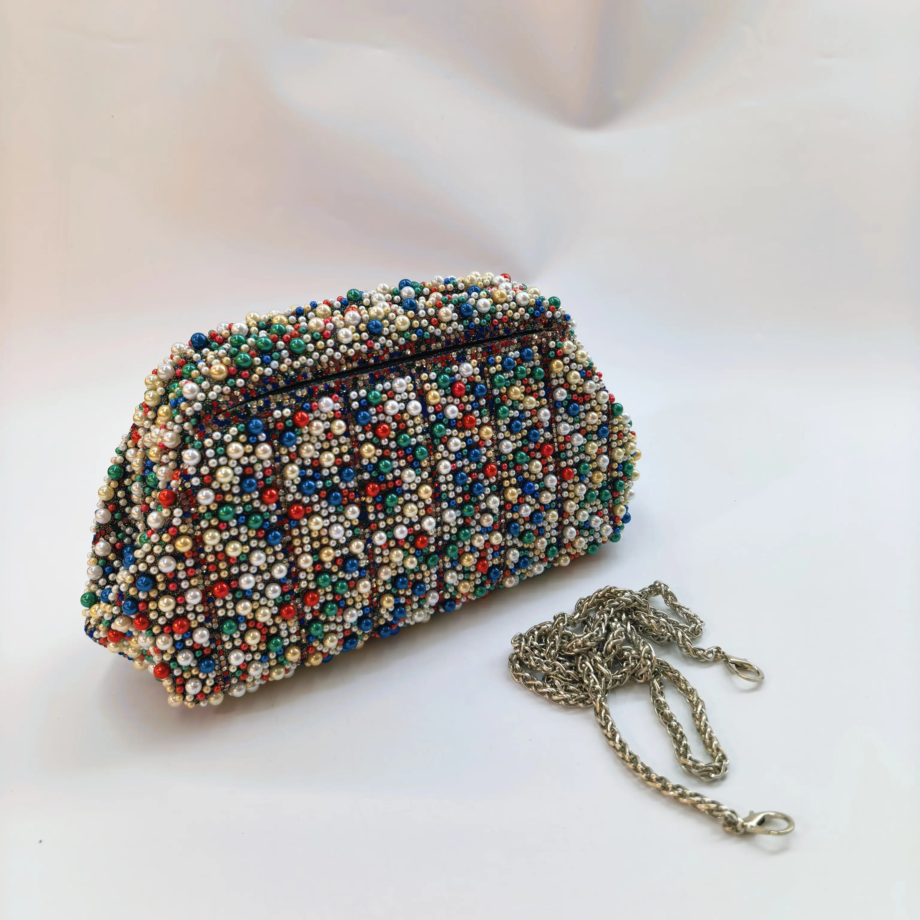 Elegant Women Pearl Rhinestone Clutch Handbag, High Quality Dinner Clutch Purse, Classic Banquet Handbag For Party F6-520-1
