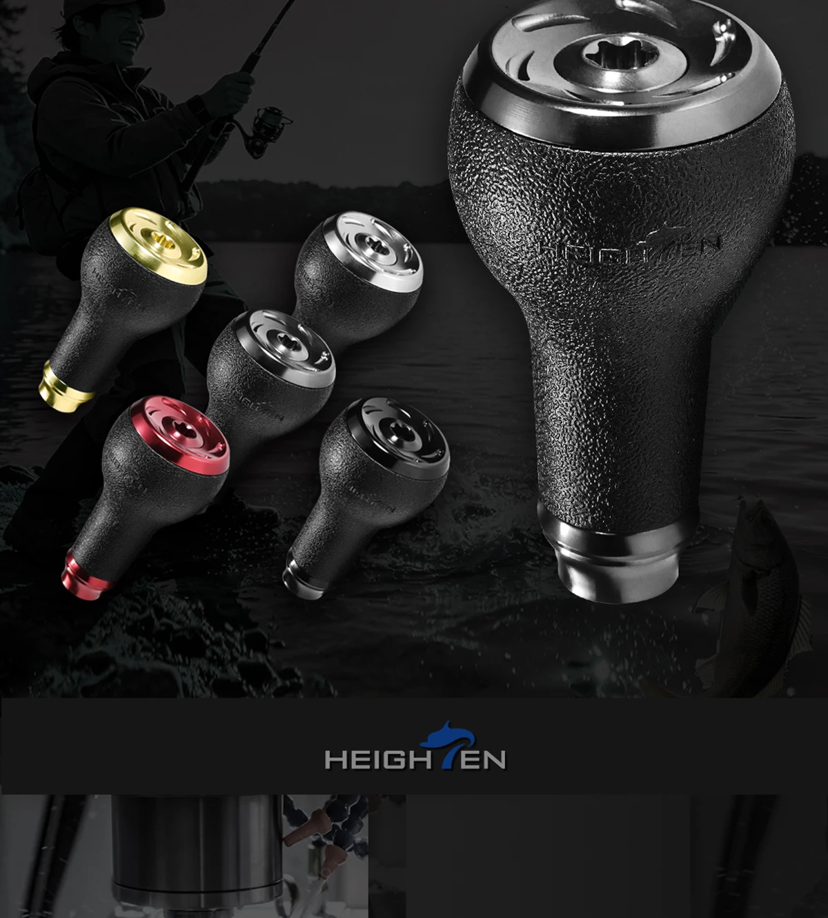 HEIGHTEN Ultraleichte UV-Photochrome Anti-Rutsch-Knopfgriff-Baitcasting-Rollen-Modifikationsteile für Outdoor-Angelzubehör – Detail 8