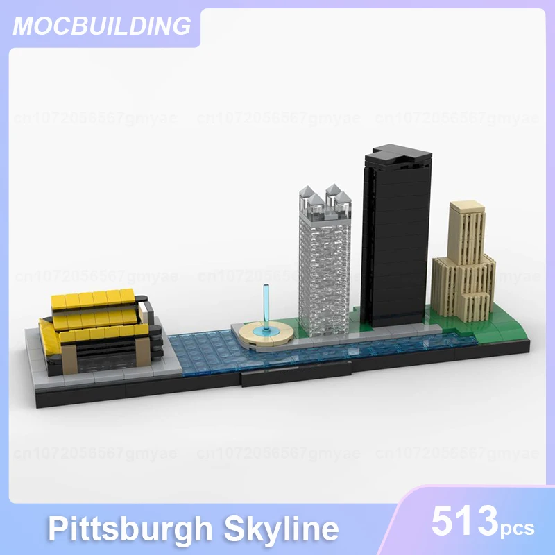 Pittsburgh Skyline Model MOC Building Blocks DIY Assemble Bricks Architecture Educational Creative Collection Toys Gifts 513PCS