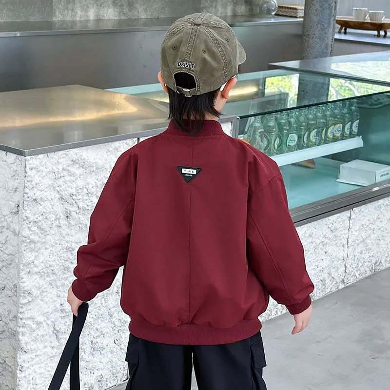 Chłopięca kurtka baseballowa 2025 Nowa jesienna kurtka Stylowa wiosenno-jesienna modna odzież wierzchnia dla maluchów