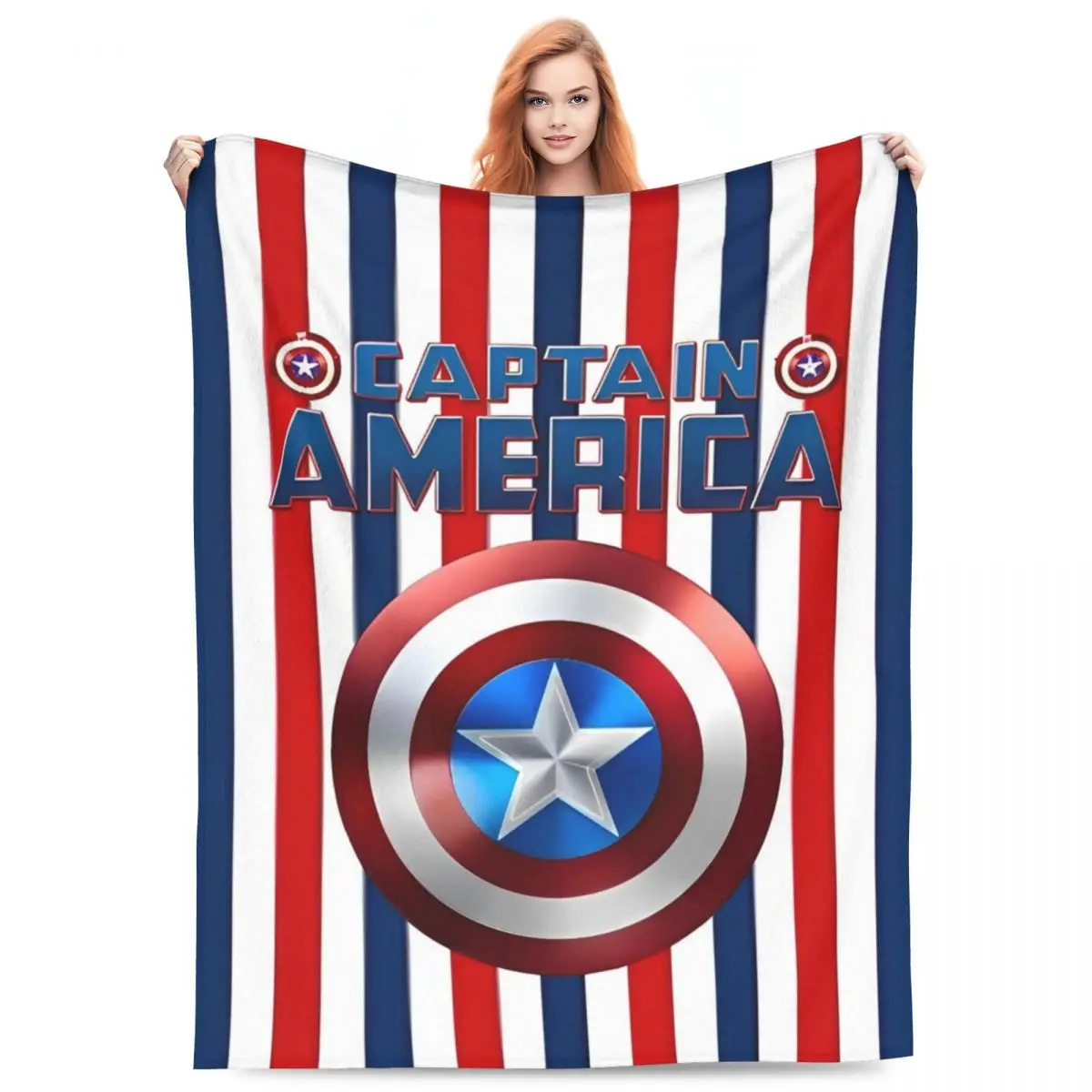 Marvel Captain America Flannel Blanket Soft Durable Throw Blanket for Home Decor Travel Comfortable Bedspread Sofa Bed Cover