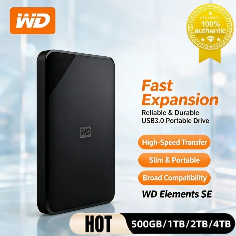 Western Digital WD Elements 2.5 Inch Portable External Hard Drive USB3.0 3TB 4TB Mobile HDD Storage Disk For Laptop Desktop PC