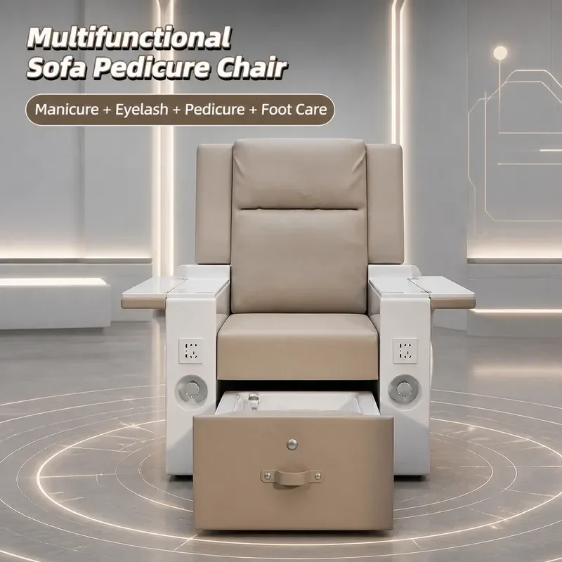 Electric Massage Sofa for Eyelash Manicure and Foot Care with LED Light Comfortable Recliner Chair for Beauty Treatments