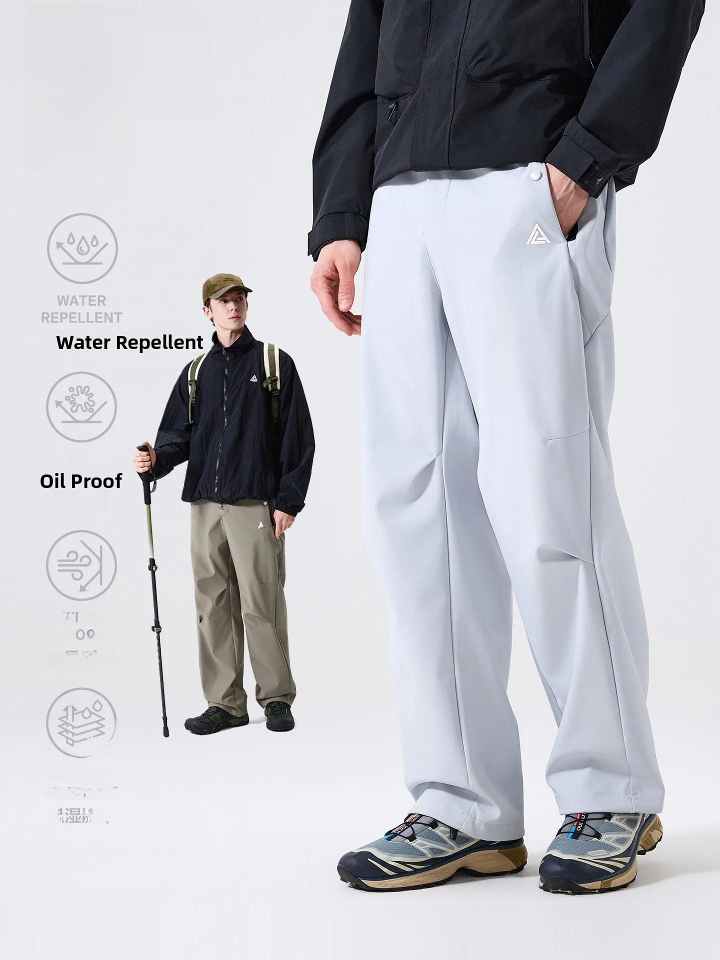 LAZY DAY Outdoor Climbing Three-Proof Quick-Dry Jacket Men's Thin Straight Work Pants Autumn Season Zip Design Utility Trousers
