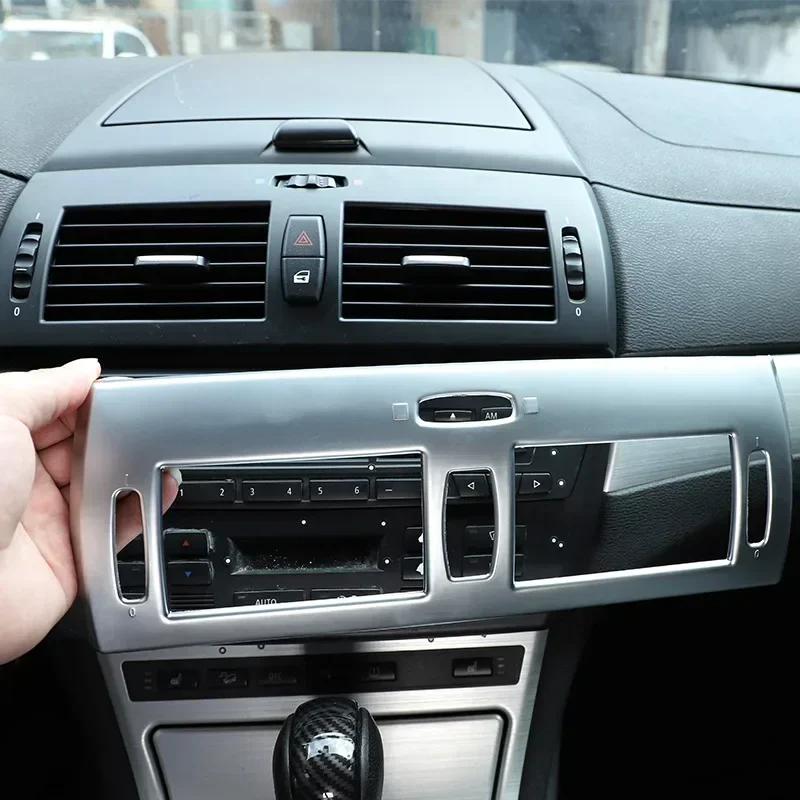 For BMW X3 E83 2006-2010 ABS Silver Car Center Console Central Air-conditioning Air Outlet Frame Trim Stickers Car Accessories