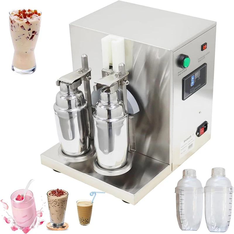 Máquina agitadora de té de la leche de doble taza comercial de 110V, máquina para hacer leche de café y jugo de acero inoxidable con cuatro tazas agitadoras