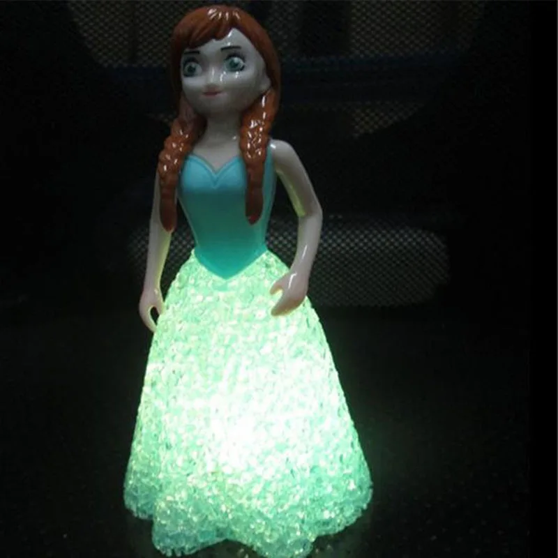 Disney Frozen Elsa Action Princess crystal doll with LED light girl Anna Toy Figures