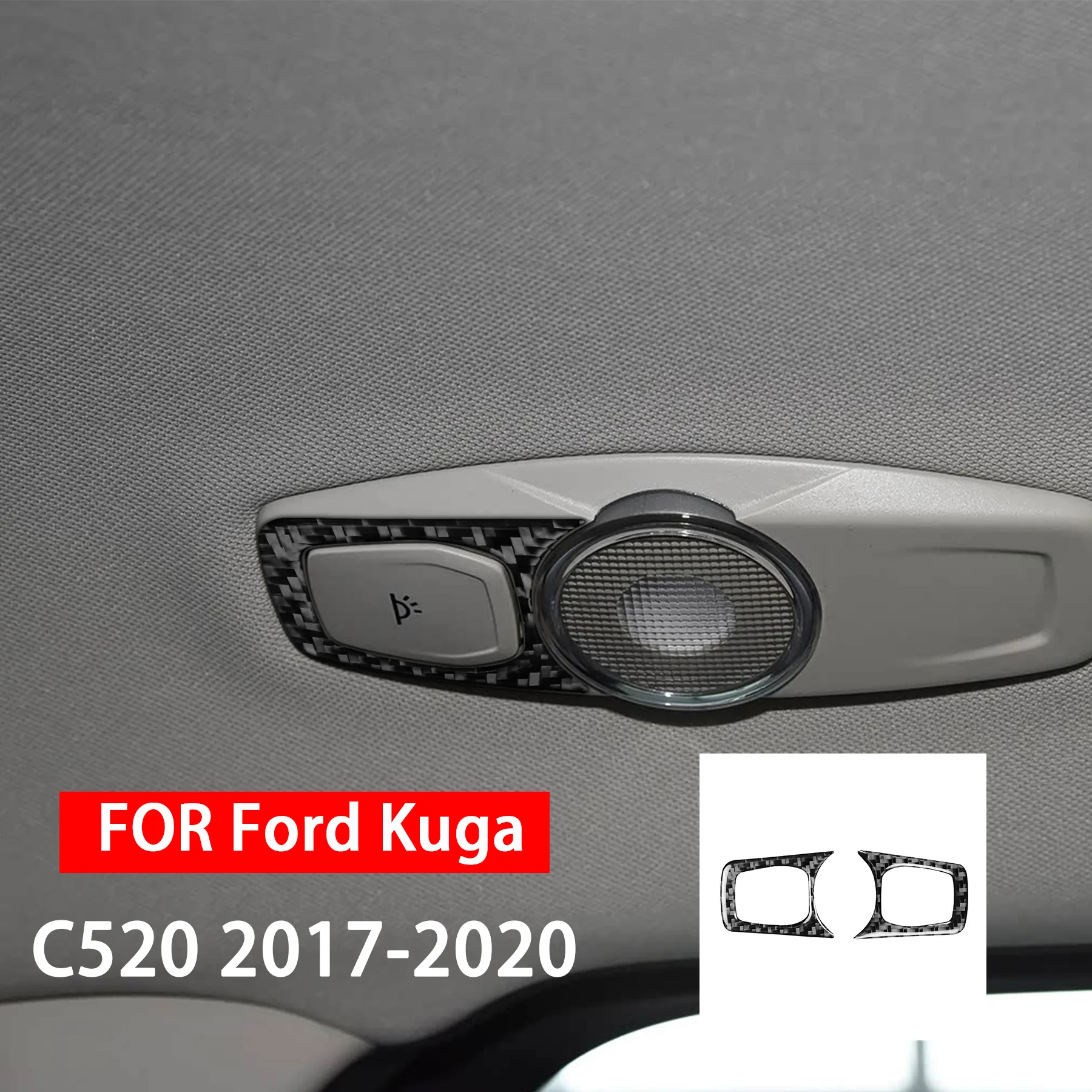 

For Ford Kuga C520 2017 2018 2019 2020 Carbon Fiber Rear Roof Reading Light Panel Frame Decor Car Interior Accessories Sticker