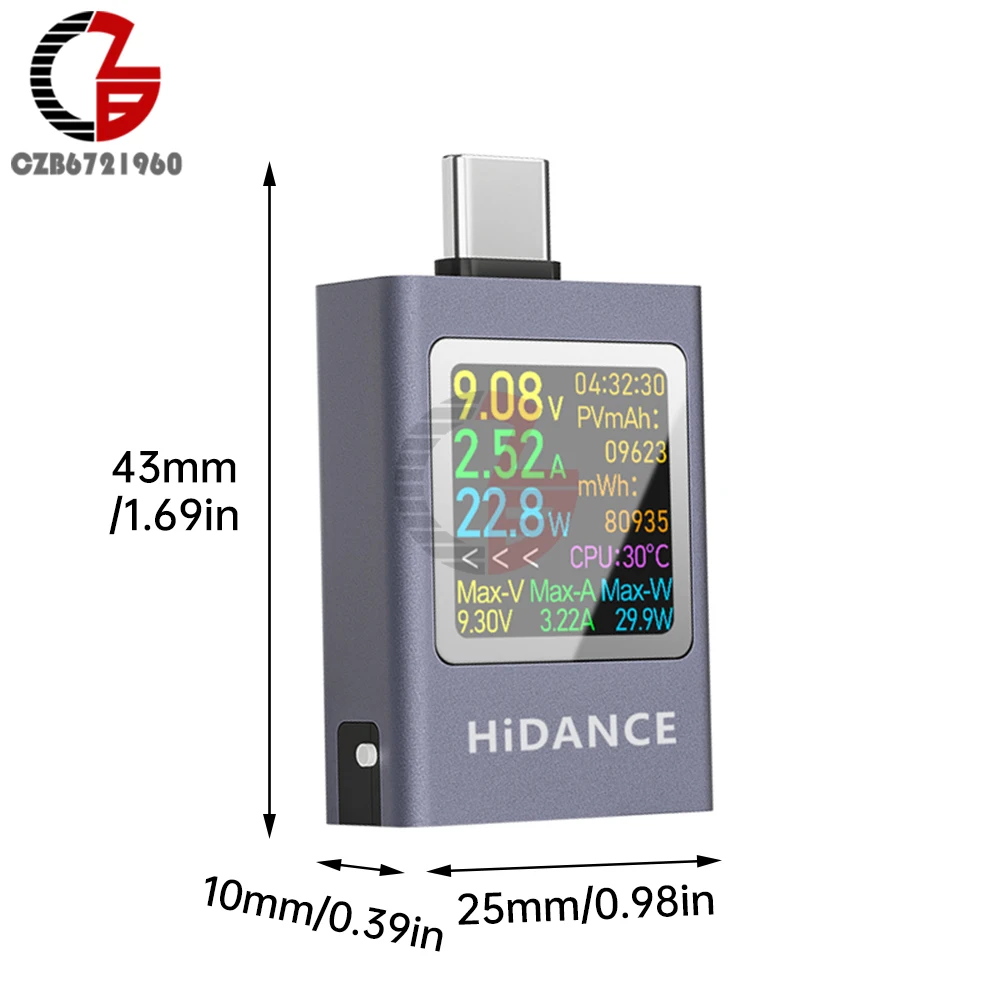 Imagem -06 - Voltímetro Usb Tipo-c com Display Led Amperímetro Corrente dc Medidor de Tensão Banco de Potência dc 4.550v 012a