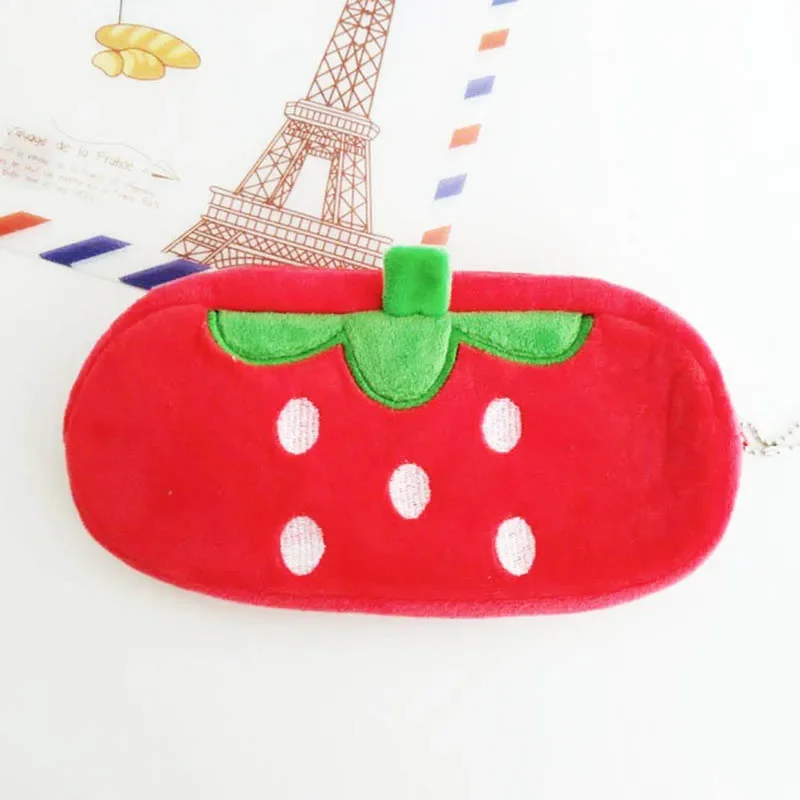 Cute Fruit Watermelon Cactus Plush Pencil Case Cosmetic Bag Pen Box for Girls Gift Stationery Pouch School Office Supplies