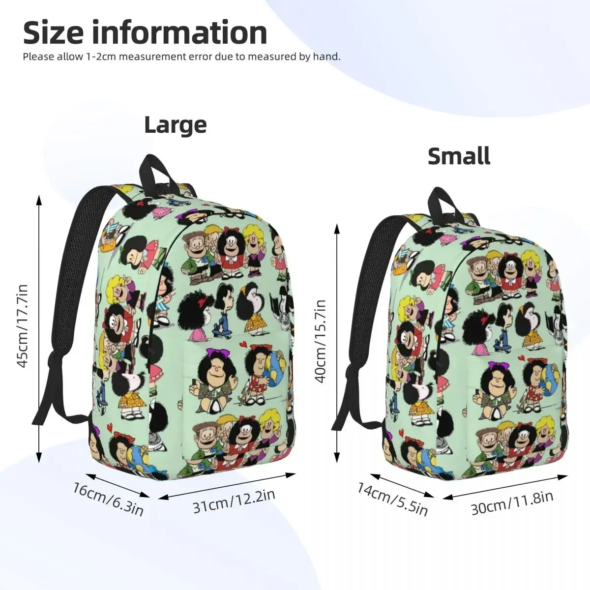 Plecak Kawaii Cartoon Mafalda Middle High College School Student Anime Bookbag Teens Canvas Daypack Gift