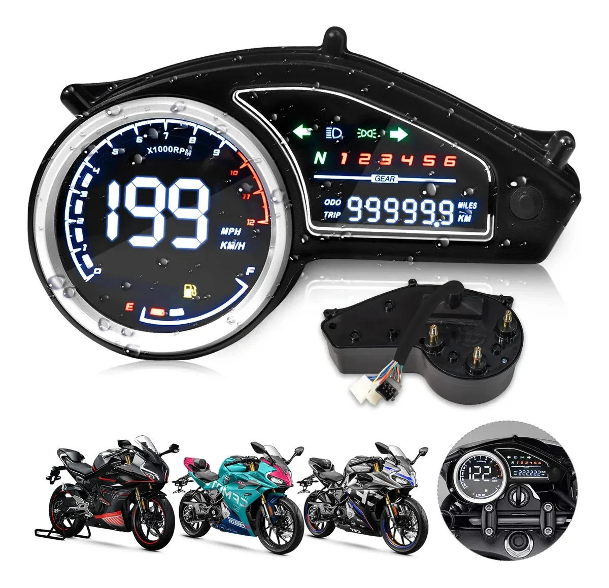 

New Motorcycle LED Digital Instrument Panel Tachometer Fuel Gauge Turn Signal Dm200/250 Nxr150 Nxr125 2025 Speedometer Per Hour