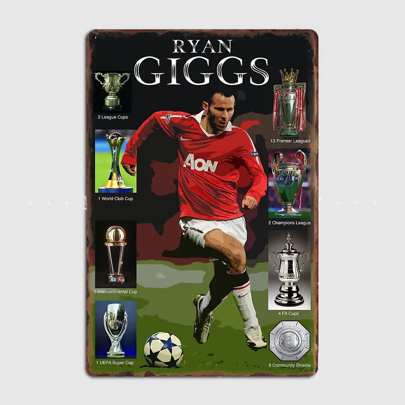 Металлический плакат с изображением игрока футбола Райана Хиггса, Постер для клуба, спальни, бара, пещера, классический жестяной знак, декор для комнаты, Настенный декор
