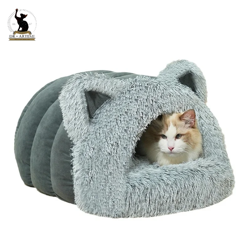 Cat Dog Bed Plush Cat Ears Decoration Large Collar Pet Bed Warm Thick Pet Supplies Suitable For kittens And Puppies