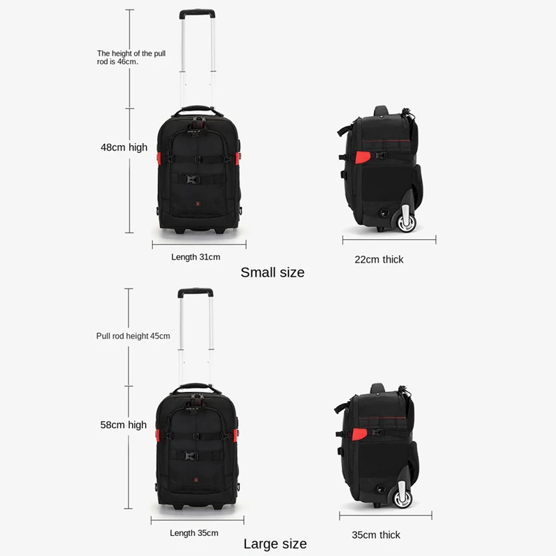 Trolley Photography backpack Professional Camera Bag Trolley Travel Suitcase Video Photo Digital Camera Luggage Trolley Backpack